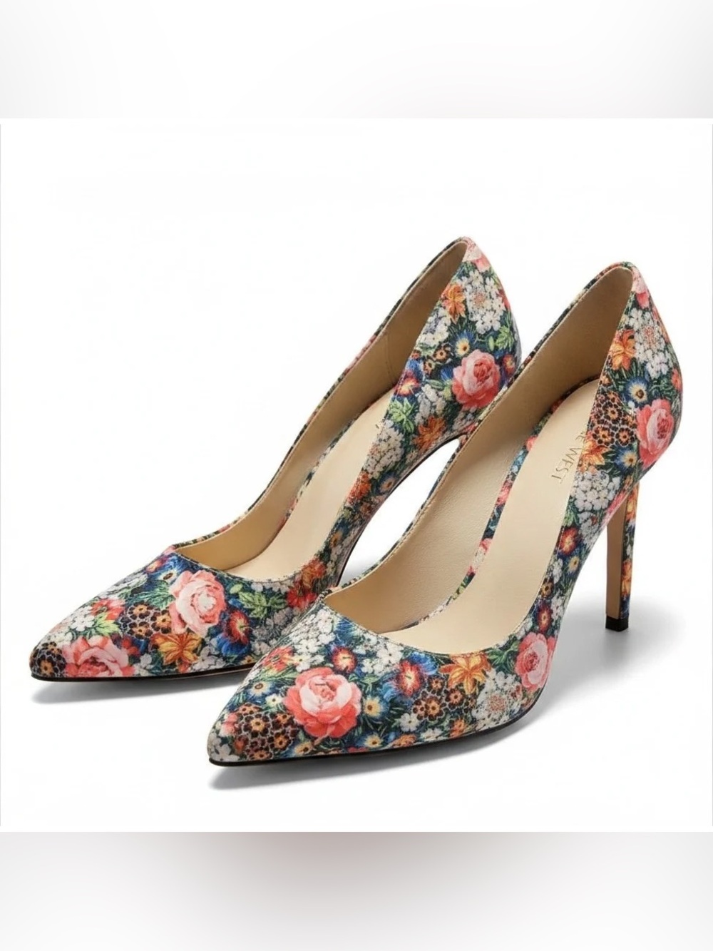 Floral Bouquet 4” high heel Pumps Nine West women Size 8 narrow normal medium